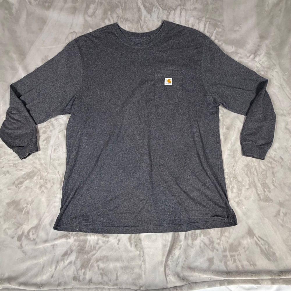 Carhartt Mens Loose Fit Long Sleeve Pocket T-Shirt Charcoal Gray 2XL K126